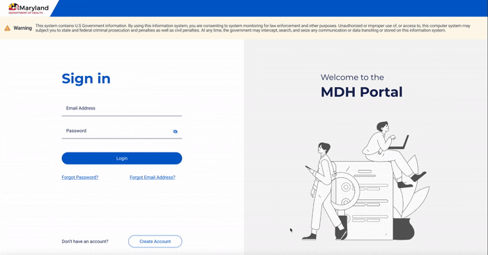 Maryland Department of Health logo inside circular container.